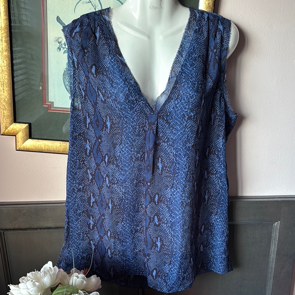 Banana Republic Asymmetrical Blue Sleeveless Top